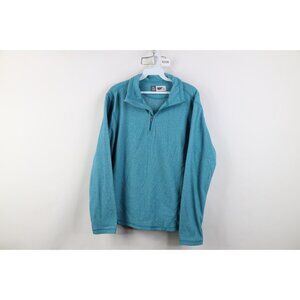 Alpine Design Womens Large Striped Fleece 1/4 Half Zip Pullover Sweater Blue